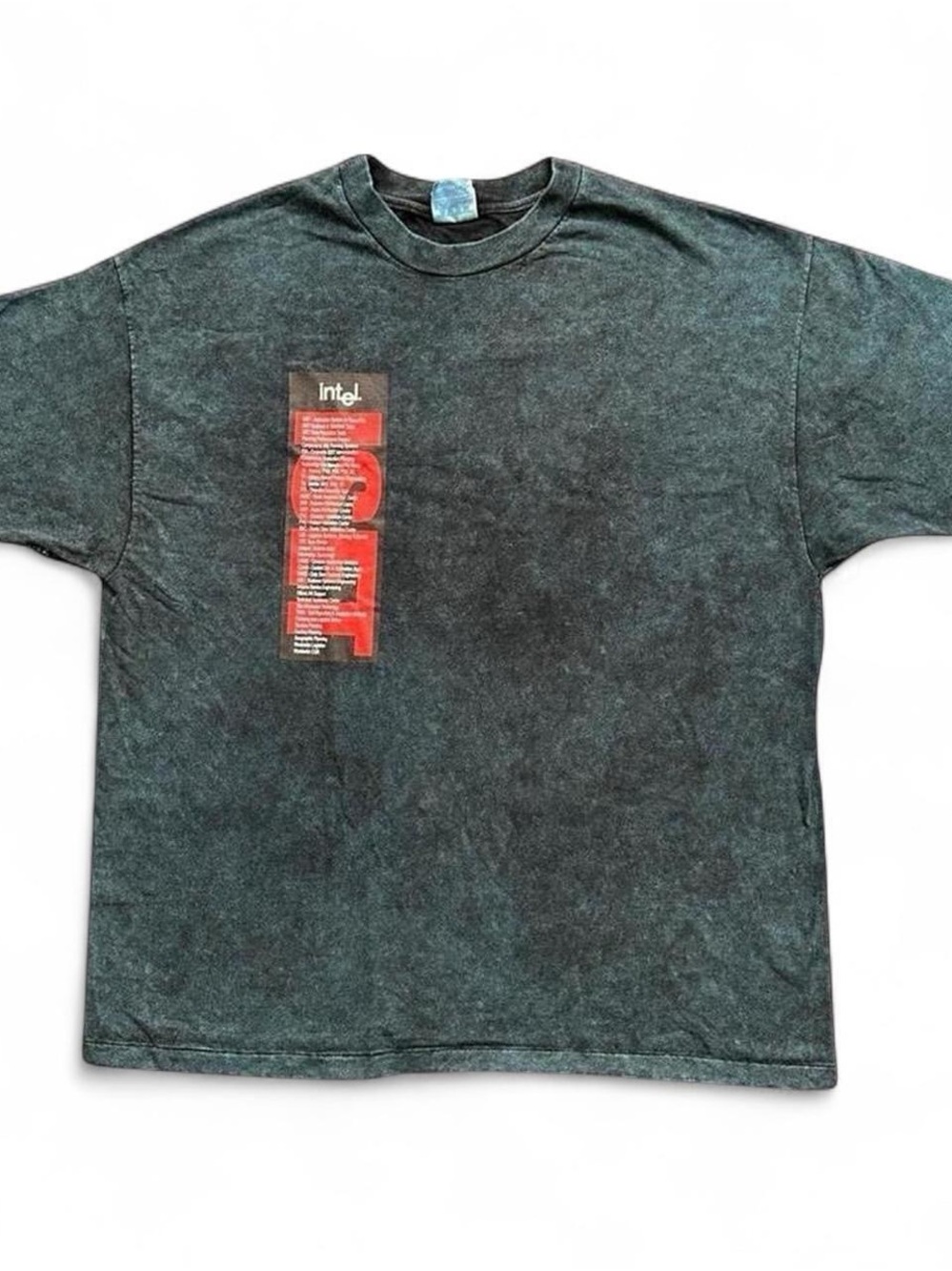 Vintage 1990s Intel Graphic navy Mineral-Wash Tee - Men's Shirt XXL
